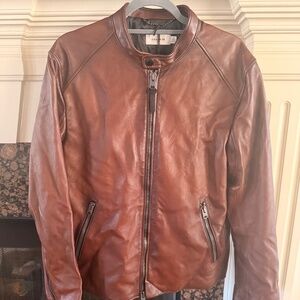 Coach New Icon leather jacket, Dark saddle, size 54 NWT